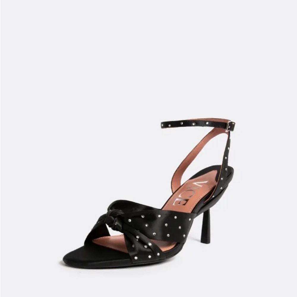 Vice Versa Black Studded Ankle Strap Heels